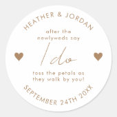 Minimalistische gouden huwelijksconfetti gunst  ronde sticker (Voorkant)