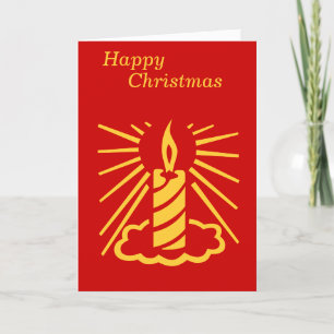 Minimalistische gouden kaars branden voor Kerstmis Feestdagen Kaart