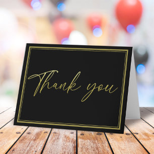 Minimalistische gouden kalligrafie zwart eenvoudig bedankkaart