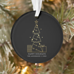 Minimalistische Gouden Kerstboom Modern Zwart Ornament