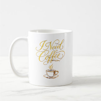 Minimalistische gouden koffiekop – “Ik heb koffie Koffiemok
