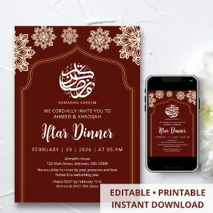 Minimalistische Gouden Mandala Ramadan Iftar-diner Kaart