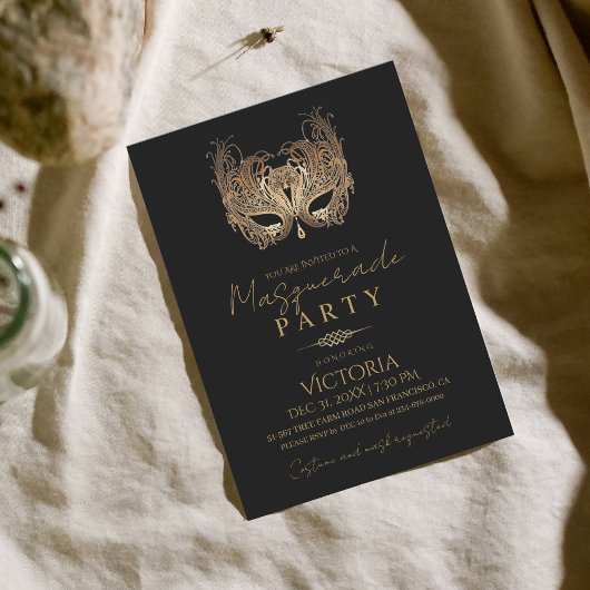 Minimalistische gouden maskerade feestdag kaart