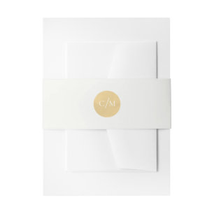 Minimalistische Gouden Monogram Ivoor Trouwbuik Ba Uitnodigingen Wikkel