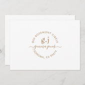 Minimalistische gouden monogram scriptnaam notitiekaartje (Voorkant / Achterkant)