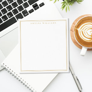 Minimalistische gouden monogram twee randen notitieblok