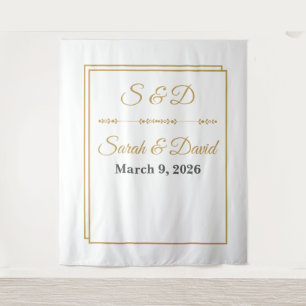 Minimalistische gouden rand trouwbanner wandkleed