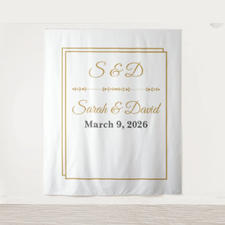 Minimalistische gouden rand trouwbanner wandkleed