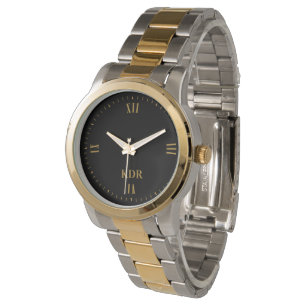 Minimalistische gouden Romeinse cijfers Monogram Horloge