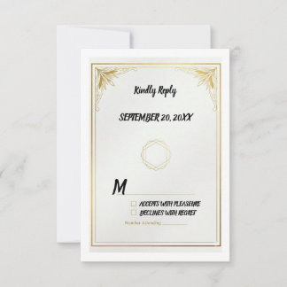Minimalistische Gouden RSVP Kaart Elegante Huwelij