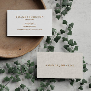 Minimalistische Gouden Schoonheidssalon Beige Linn Visitekaartje