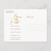 Minimalistische gouden script save-the-date aankondigingskaart (Achterkant)