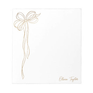 Minimalistische gouden strik trendy gepersonalisee notitieblok