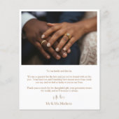 Minimalistische gouden tekst foto bruiloft dank u (Achterkant)