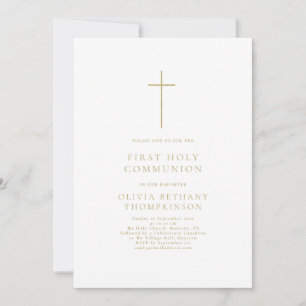 Minimalistische gouden tekst kruis Eerste Heilige  Kaart