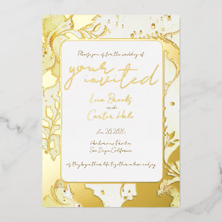 Minimalistische gouden waterverf folie uitnodiging