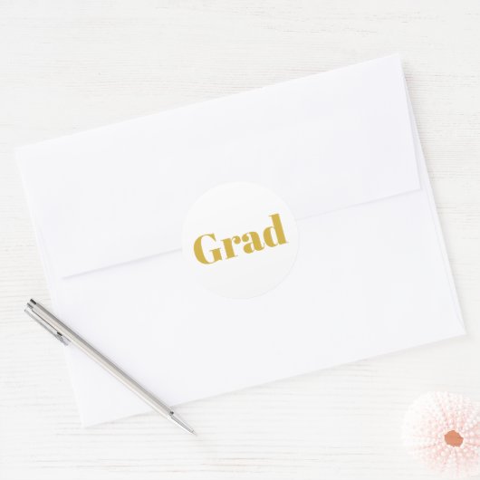 Minimalistische Gouden Witte Afstuderen Ronde Sticker (Envelop)