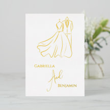 Minimalistische gouden witte script formele trouwd