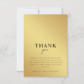 Minimalistische gouden & zwarte metalen verloop tr bedankkaart (Voorkant)