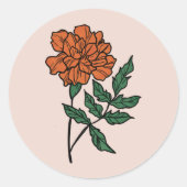 Minimalistische goudsbloem bruiloft Classic ronde  Ronde Sticker (Voorkant)