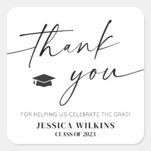 Minimalistische GraduPartij Hartelijk dank voor de Vierkante Sticker