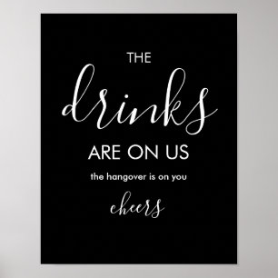 Minimalistische Grappige Bruiloft Open Bar Poster