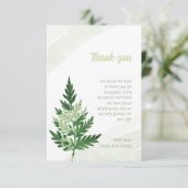 Minimalistische Green Fern bruiloft dank u kaart (Staand voorkant)