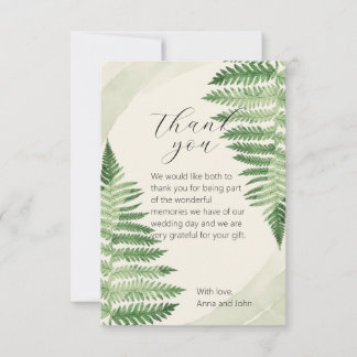 Minimalistische Green Fern bruiloft dank u kaart