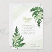 Minimalistische Green Fern bruiloft dank u kaart (Voorkant)