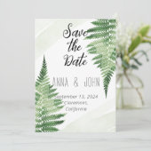 Minimalistische Green Fern bruiloft Kaart (Staand voorkant)
