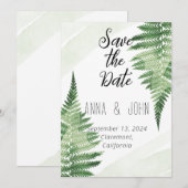 Minimalistische Green Fern bruiloft Kaart (Voorkant / Achterkant)