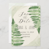Minimalistische Green Fern bruiloft Kaart (Voorkant / Achterkant)