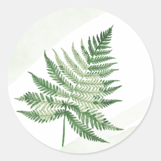 Minimalistische Green Fern bruiloft Ronde Sticker (Voorkant)