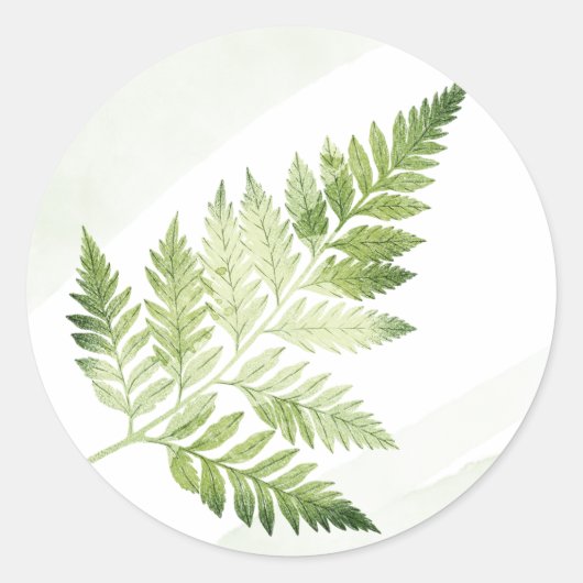 Minimalistische Green Fern bruiloft Ronde Sticker (Voorkant)