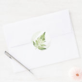 Minimalistische Green Fern bruiloft Ronde Sticker (Envelop)