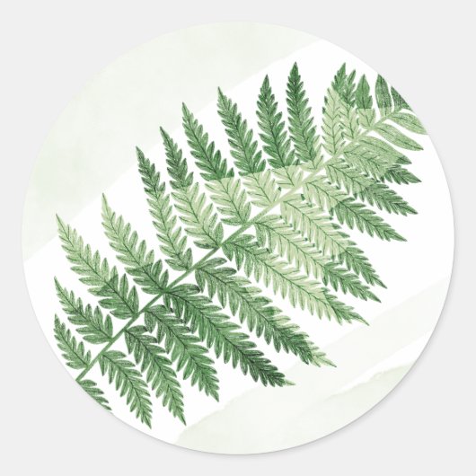Minimalistische Green Fern bruiloft Ronde Sticker (Voorkant)