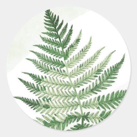 Minimalistische Green Fern bruiloft Ronde Sticker (Voorkant)