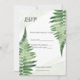 Minimalistische Green Fern Bruiloft RSVP kaart