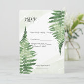 Minimalistische Green Fern Bruiloft RSVP kaart (Staand voorkant)