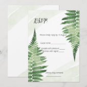Minimalistische Green Fern Bruiloft RSVP kaart (Voorkant / Achterkant)
