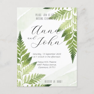 Minimalistische Green Fern bruiloft uitnodiging
