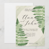 Minimalistische Green Fern bruiloft uitnodiging (Voorkant / Achterkant)