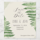 Minimalistische Green Fern bruiloft Wijn Etiket (Enkel label)