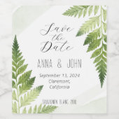 Minimalistische Green Fern bruiloft Wijn Etiket (Enkel label)