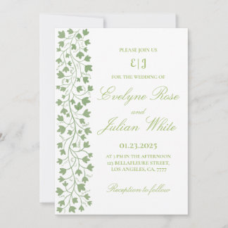 Minimalistische Green Ivy bruiloft uitnodiging