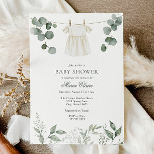 Minimalistische Greenery Baby Girl Douche Uitnodig Kaart