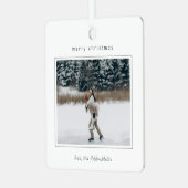 Minimalistische grensfoto moderne kerst metalen ornament (Voorkant links)