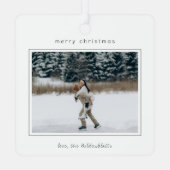 Minimalistische grensfoto moderne kerst metalen ornament (Achterkant)