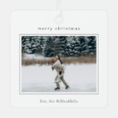 Minimalistische grensfoto moderne kerst metalen ornament (Voorkant)