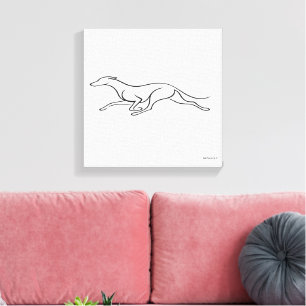 Minimalistische Greyhound Hardloop Single Line Kun Canvas Afdruk